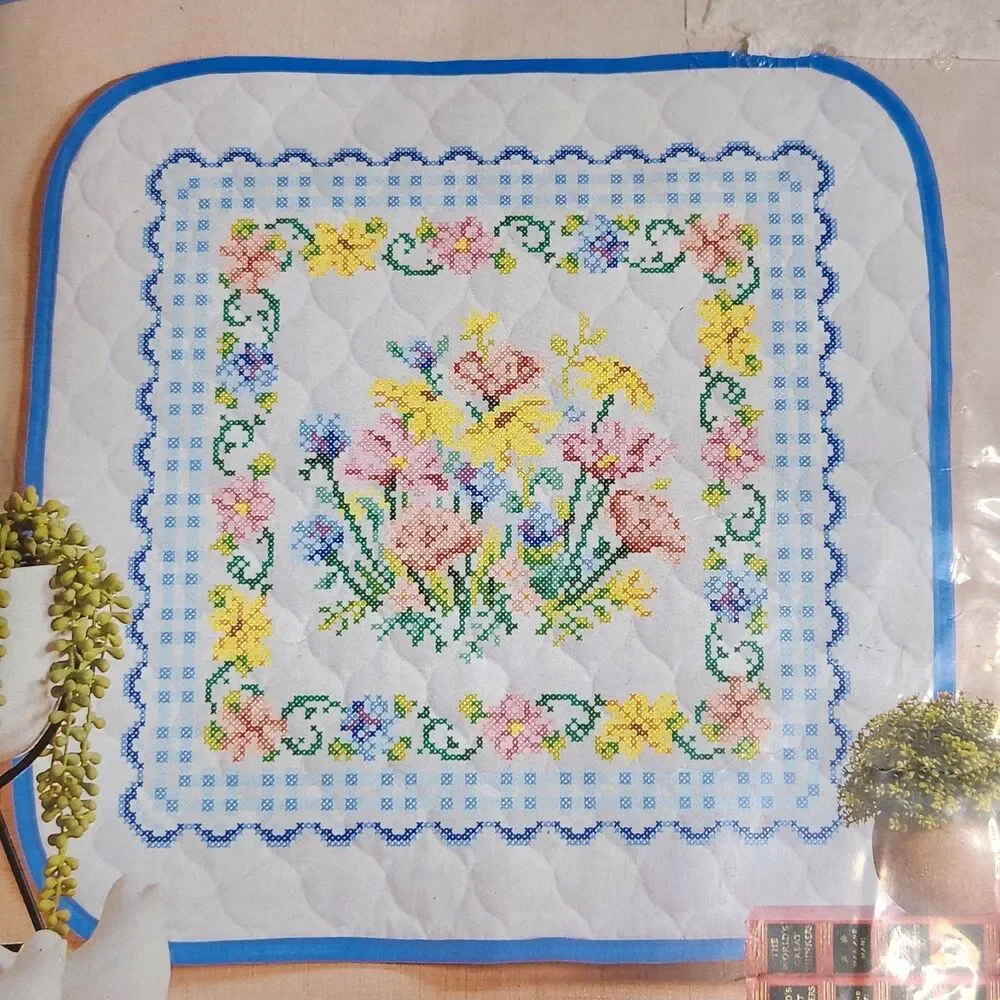 Herrschners® Cottage Blooms Floral Wall Hanging Stamped Cross-Stitch Kit 30 x 30